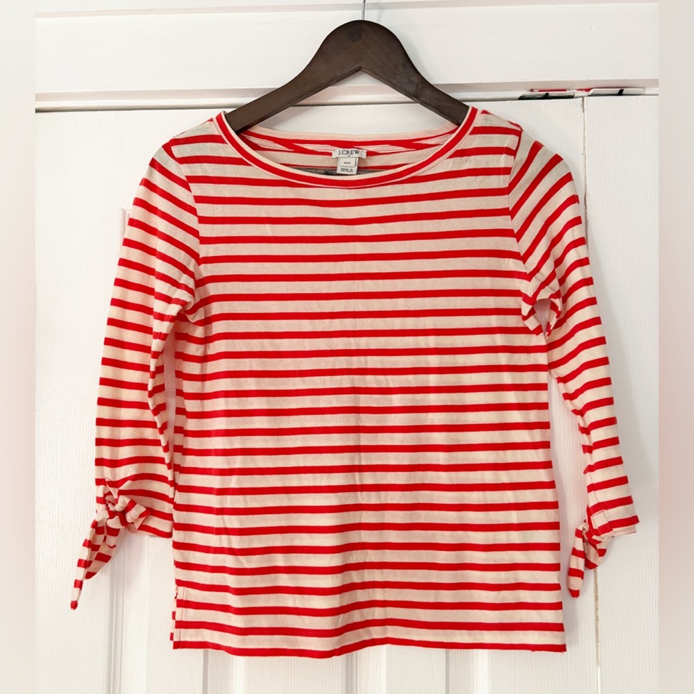 J. Crew Red‎ and White Striped Blouse Size XXS EUC Like New